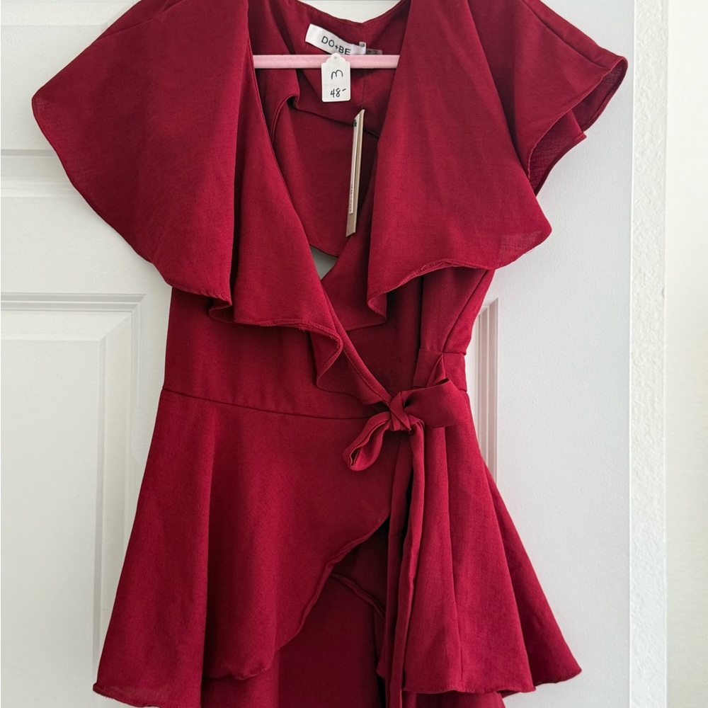 Deep Red Wrap Dress